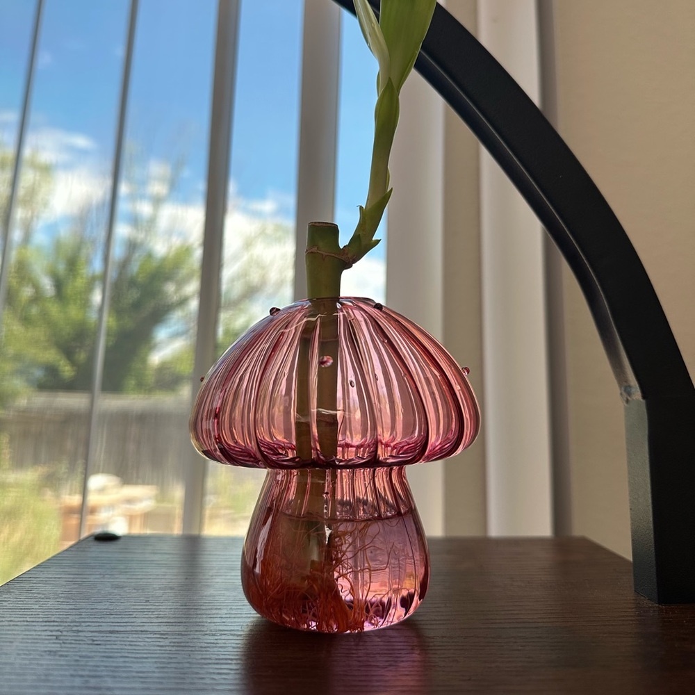 Pink Glass Mushroom Vase